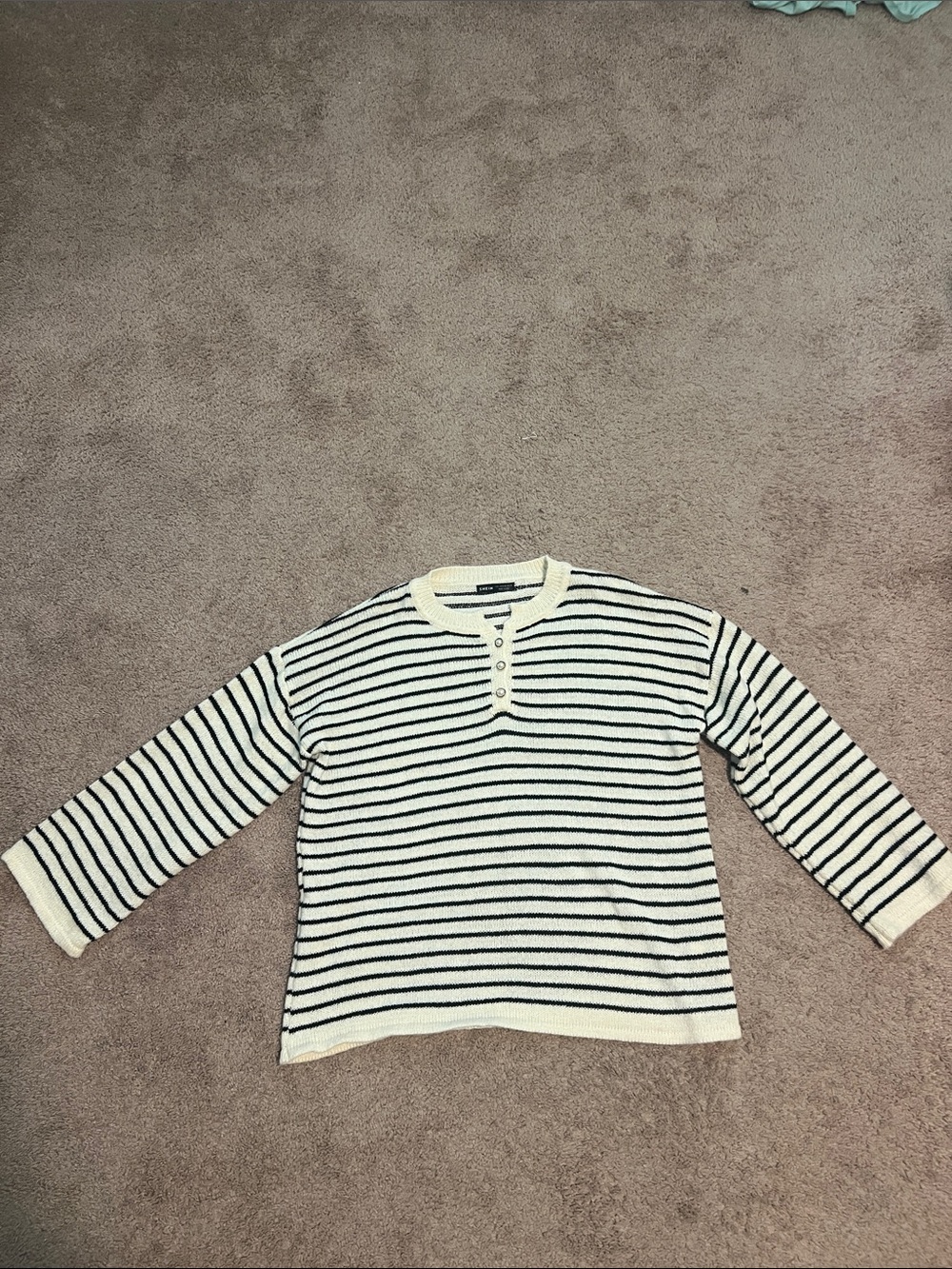 Women’s Sweater with Bell Sleeves/Pearl Accented Buttons